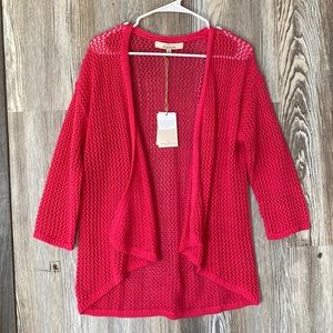 Margaritaville crochet, bright pink cardigan, S